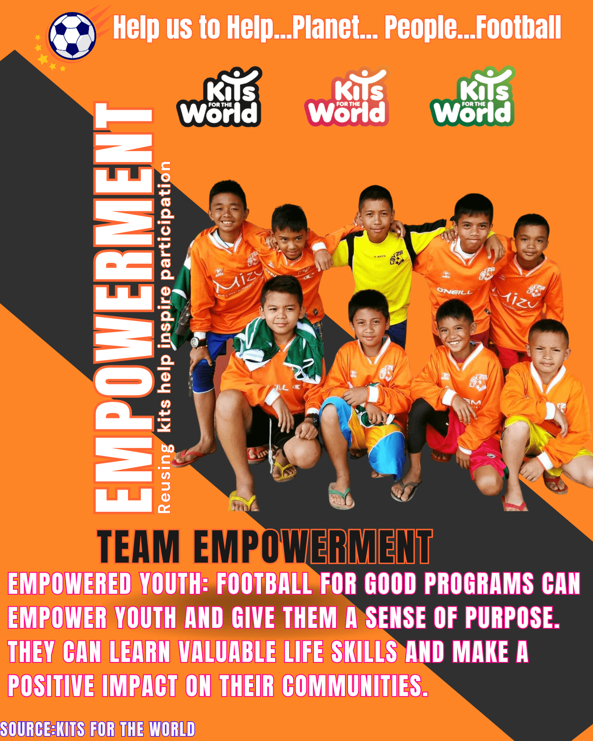 Donated football kits for football for good projects inspire participation in projects that can help change their life