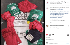 Football kit donation to charity to Football for Humanity from kits for the world football kit donation