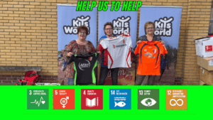 Three ladies holding up football kits from Rood Wit donating football kits to kits for the world to support the charities goals and objectives of reuse