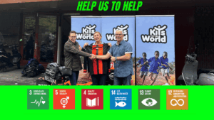 SVC 08 Donate full team kits for the kits for the world reuse revolution. This iages shows to SVC 08 members donating the kits to a kits for the world member.